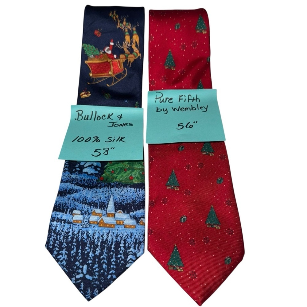 Bullock & Jones Silk Santa Tie + Pure Fifth by Wembley Red Christmas Tie Set